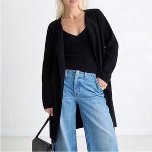 J. Crew Juliette Collarless Wool Blend Black Sweater Blazer Large